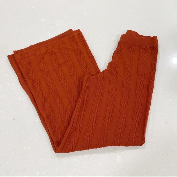 Anthropologie Cable Knit Wide Leg Pant Tank Top Set Burnt Orange XS - Picture 9 of 15